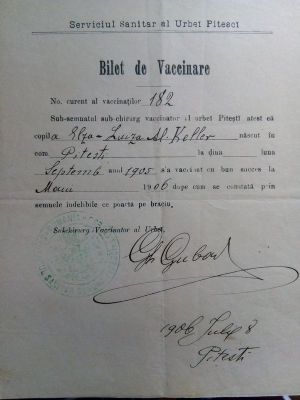 IMAGINEA ZILEI: Cum arată un bilet de vaccinare din 1906