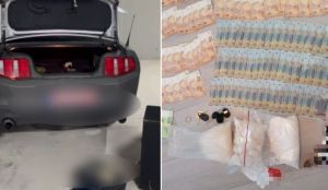 Două kilogame de DROGURI găsite în Mamaia, ascunse într-o boxă din portbagajul unui Mustang