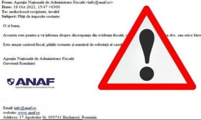 ANAF avertizează asupra unor mesaje FALSE în numele instituției